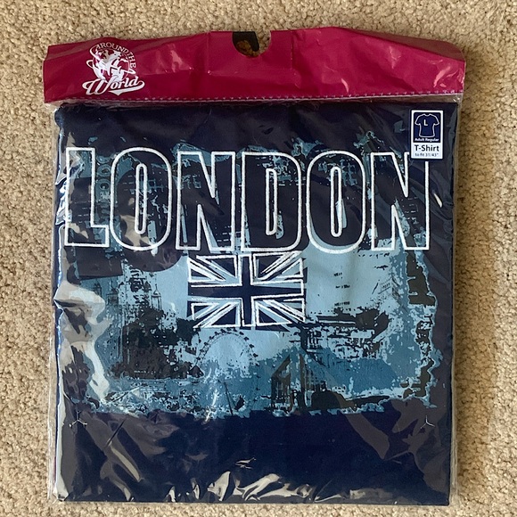 NWT Men’s Fruit of the Loom Navy London Flag T shirt - Size Large - Picture 2 of 5